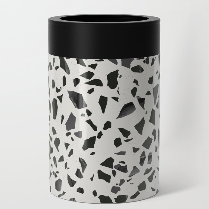Black and white terrazzo flooring seamless pattern Can Cooler