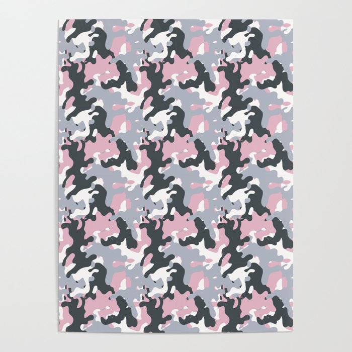 Pink Army Camo Camouflage Pattern Poster