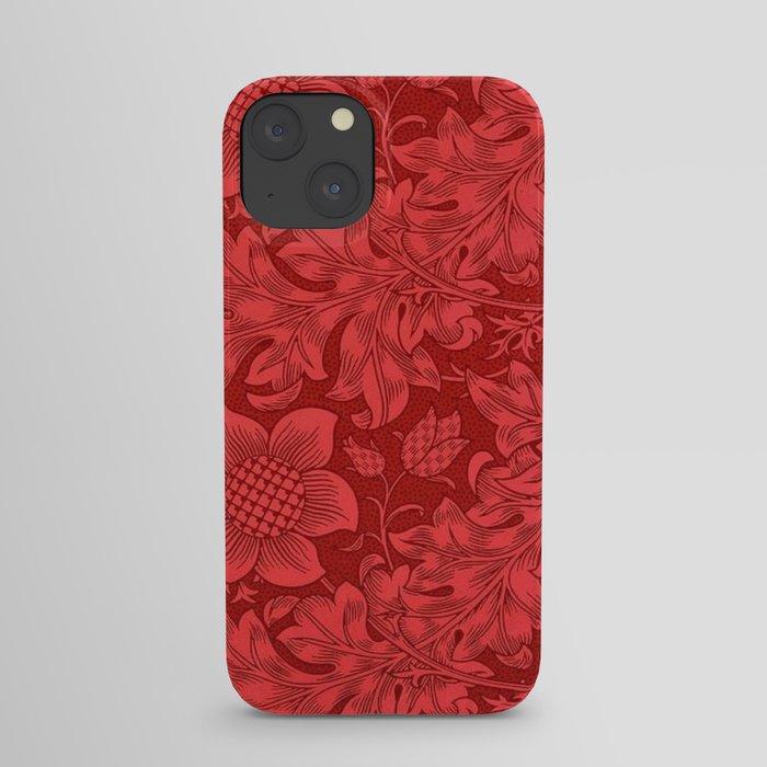 William Morris Red Tuscan Sunflower Textile Floral Pattern iPhone Case