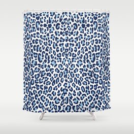 Blue Leopard Skin Shower Curtain