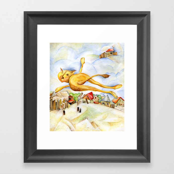 Cat. Inspired By Marc Chagall Framed Art Print