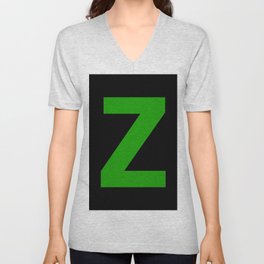 Letter Z (Green & Black) V Neck T Shirt