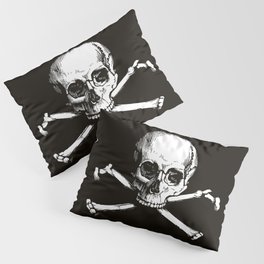 Skull and Crossbones | Jolly Roger | Pirate Flag | Black and White | Pillow Sham