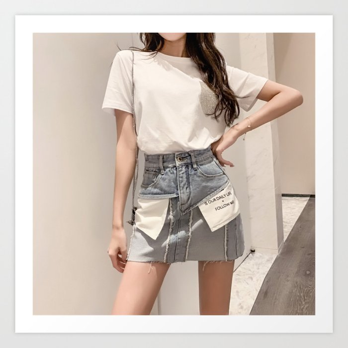Denim Short Skirt Ladies Summer Design High Waist A line Skirt
