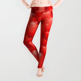 Red Hearts Pattern.Red Hearts Overlapping. Valentine. Hearts. Love Hearts Leggings
