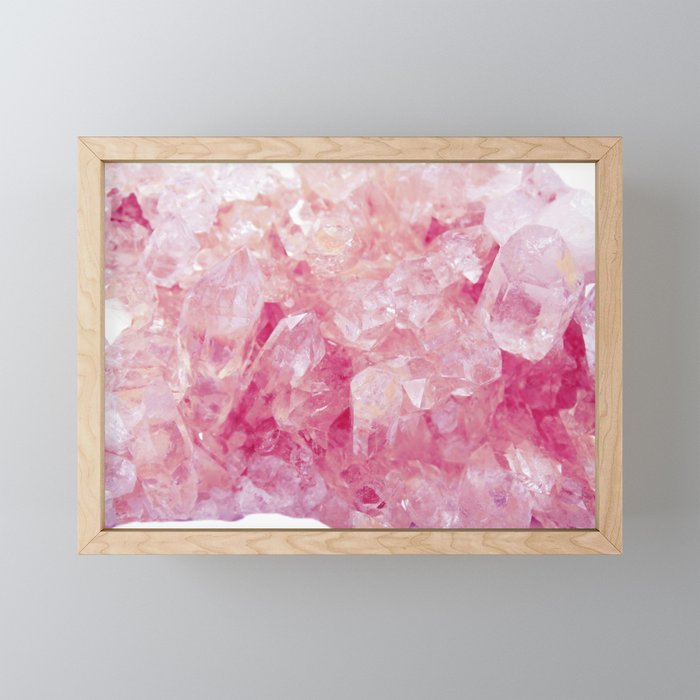 Pink Rose Quartz Crystals Framed Mini Art Print By Newburydesigns
