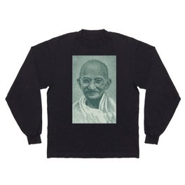 Mahatma Gandhi Portrait Peace Illustration Long Sleeve T-shirt
