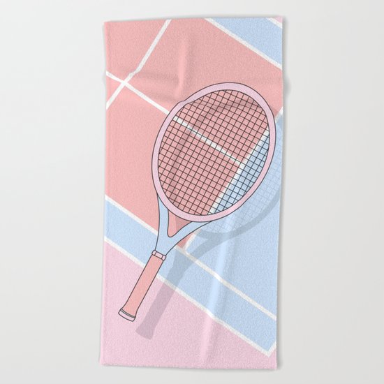 Hold my tennis racket Beach Towel