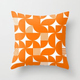 Orange Mid Century Bauhaus Semi Circle Pattern Throw Pillow