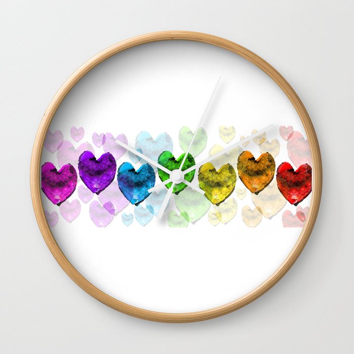 Colorful Happy Heart Art Healing Hearts Wall Clock