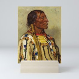 Chief Flat Iron Sioux native American Indian portrait painting by Joseph Henry Sharp  Mini Art Print