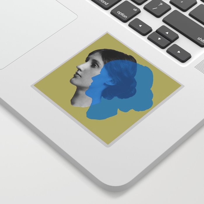 Virginia Woolf portrait green blue Sticker