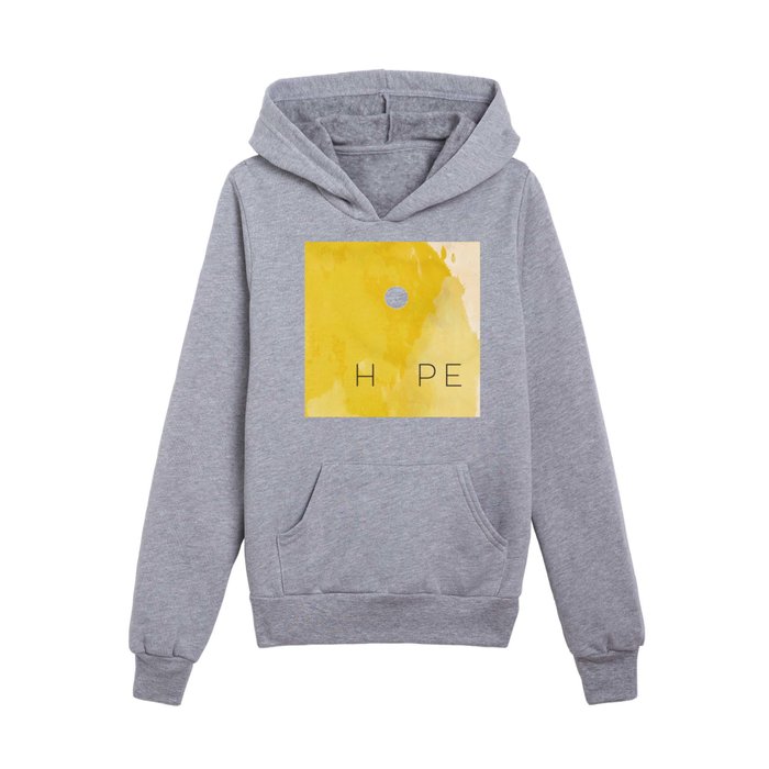 Sun Yellow Watercolor Minimalist Sunset Abstract Hope Positive Inspirational Quote Kids Pullover Hoodie