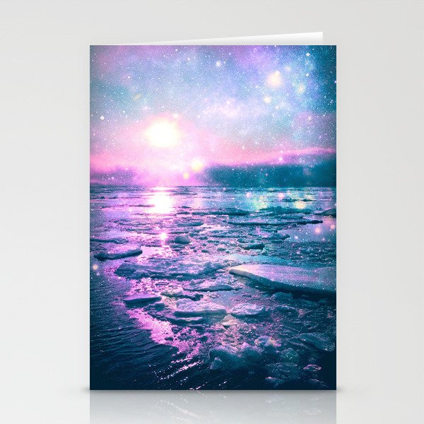 Mystic Waters Vibrant Pink Blue Lavender Stationery Cards