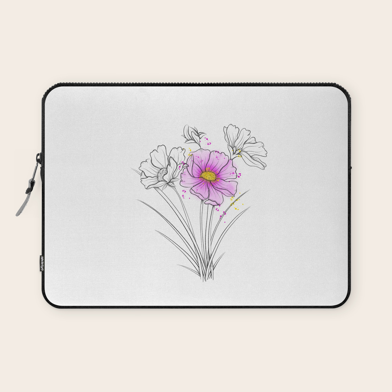 Cosmos Flower Drawing Laptop Sleeve By Sunshineinspireddesigns Society6,Dragon Line Art Transparent