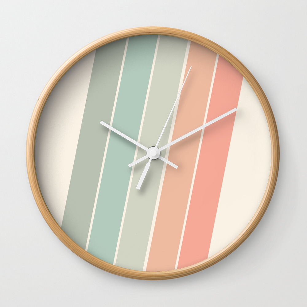 Trippin Retro 70s Socal Minimal Striped Abstract Art California Surfing Vintage Wall Clock By Seventyeight Society6