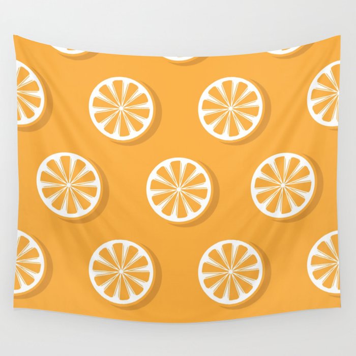 Orange Slices Pattern Background For Restaurant Kitchen Wall Tapestry