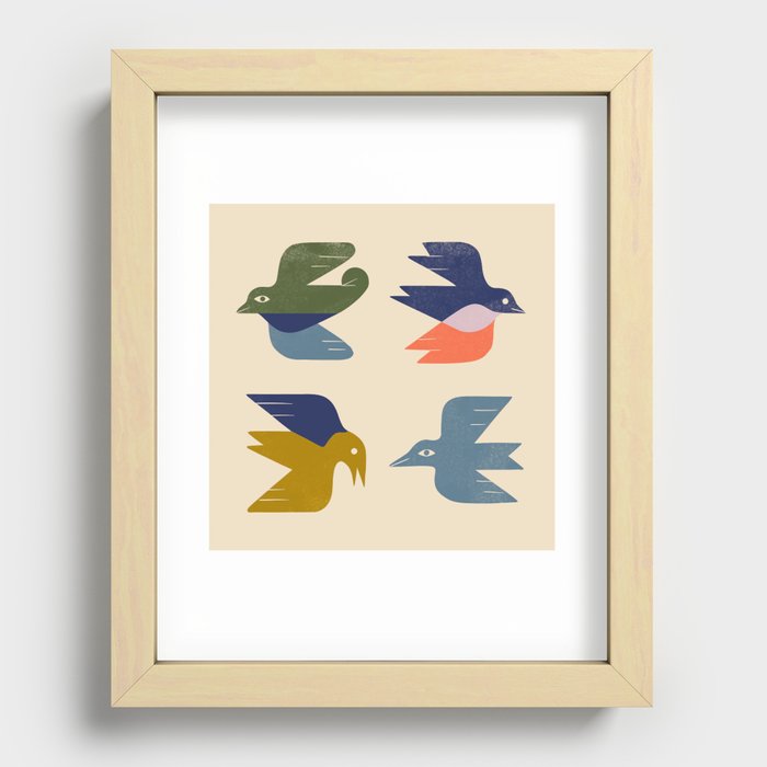 Four Birds Grid Recessed Framed Print
