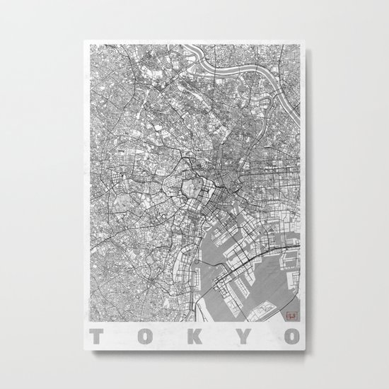 Tokyo Map Line Metal Print
