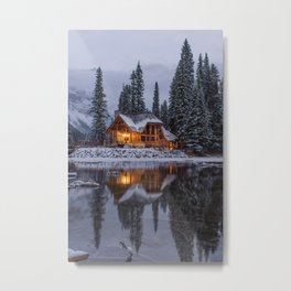Cabin in Winter Woods (Color) Metal Print