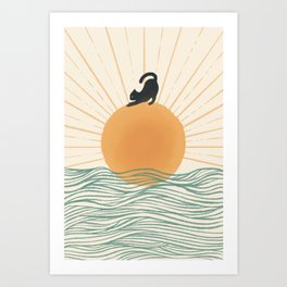 Good Morning Meow 7 Sunny Day Ocean  Art Print