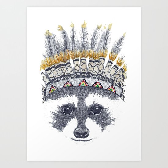 Festivale Raccoon Art Print