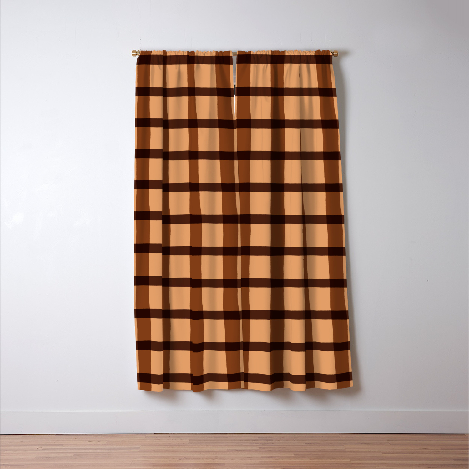 Chocolate Brown Jagged Edge Plaid Blackout Curtain By