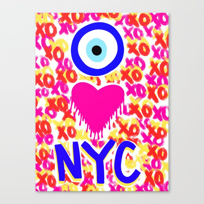 Evil Eye Heart New York Canvas Print