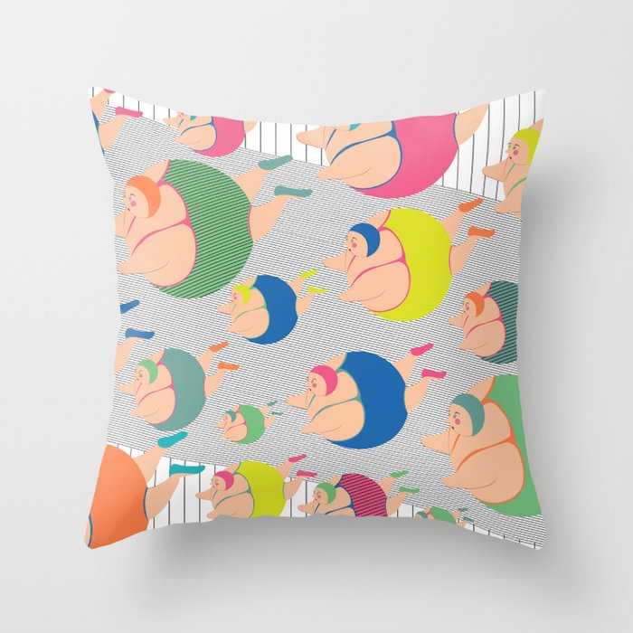 Synchronised Neon Swimmers Throw Pillow