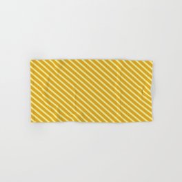 [ Thumbnail: Tan and Goldenrod Colored Lines Pattern Hand & Bath Towel ]