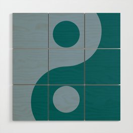 Greenish Blue and Greyish Blue Yin Yang Symbol Wood Wall Art