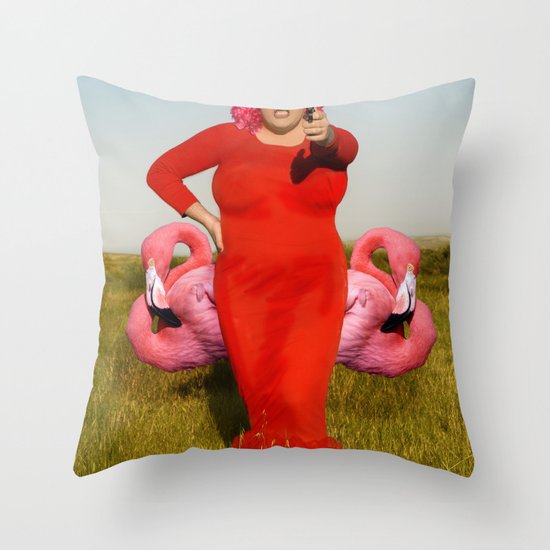 Divine, Pink Flamingos Throw Pillow