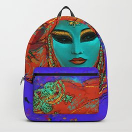 Venetian mask Backpack | Digital, Blue, Mask, Graphicdesign, Masquerade, Venetiancarnival, Red, Yellow, Ultramarine, Venice 