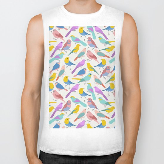 Dazzling Colored Bird Pattern Biker Tank