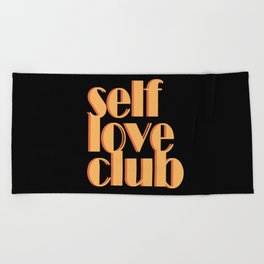 SelfLoveClub - Orange Colourful Typography Graphic Design Art Beach Towel