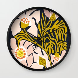 Backyard flower – modern floral illustration Wall Clock