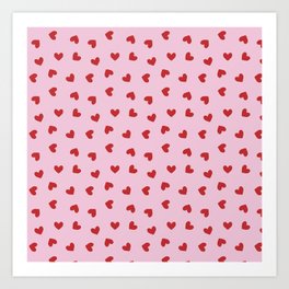 Red and Pink Hearts Art Print