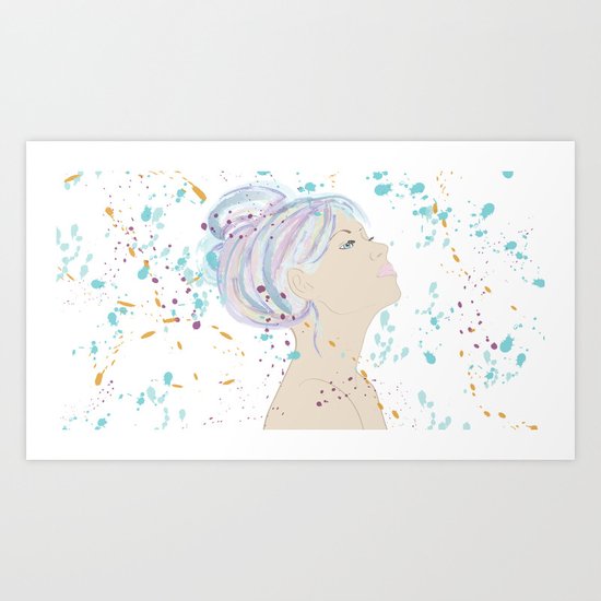 Watercolor Hair Art Print