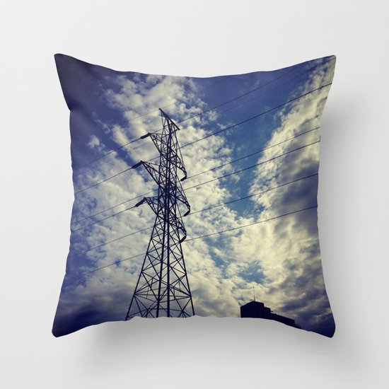 Heavenly spring sky in an industrial world Throw Pillow