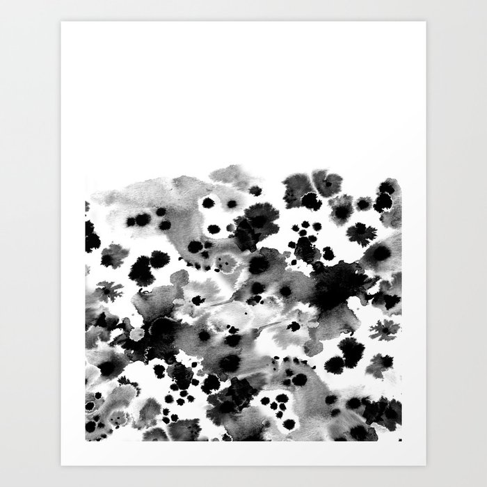 Mona - Black and White Painted Spots, painterly, abstract, monochrome cell phone case Art Print