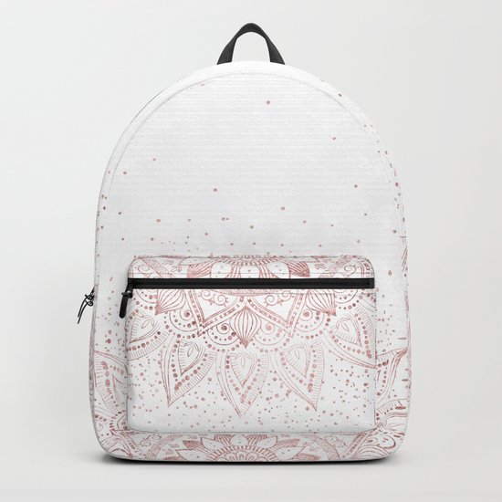 Elegant rose gold mandala confetti design Backpack