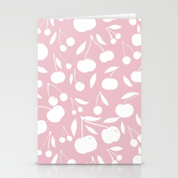 Cherries pattern - pastel pink Stationery Cards