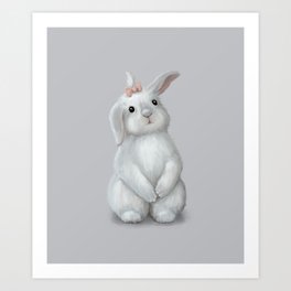 White Rabbit Girl Art Print