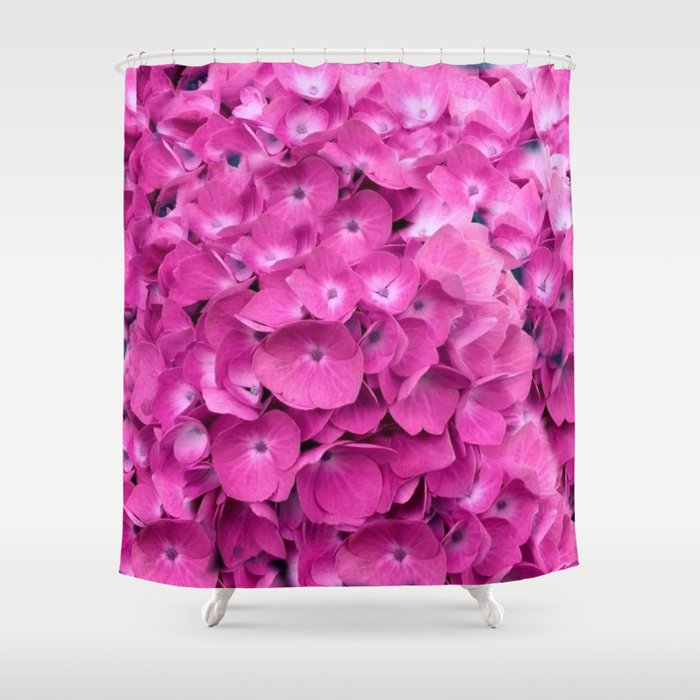 Artful Pink Hydrangeas Floral Design Shower Curtain