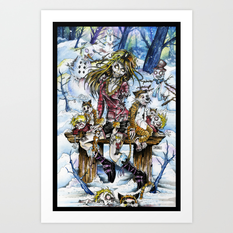 Calvin And Hobbes Zombie Girl Art Print By Jayallenhansen Society6