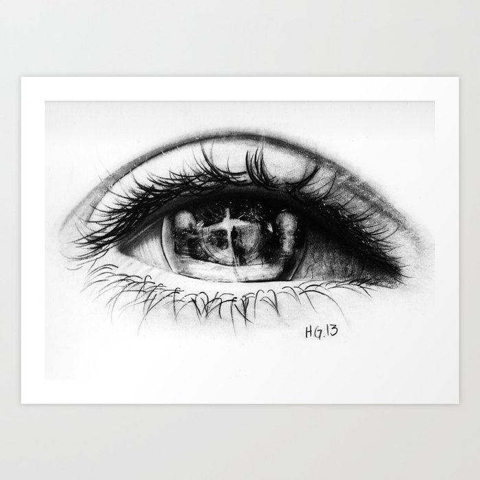 surreal eye drawing  Art Print