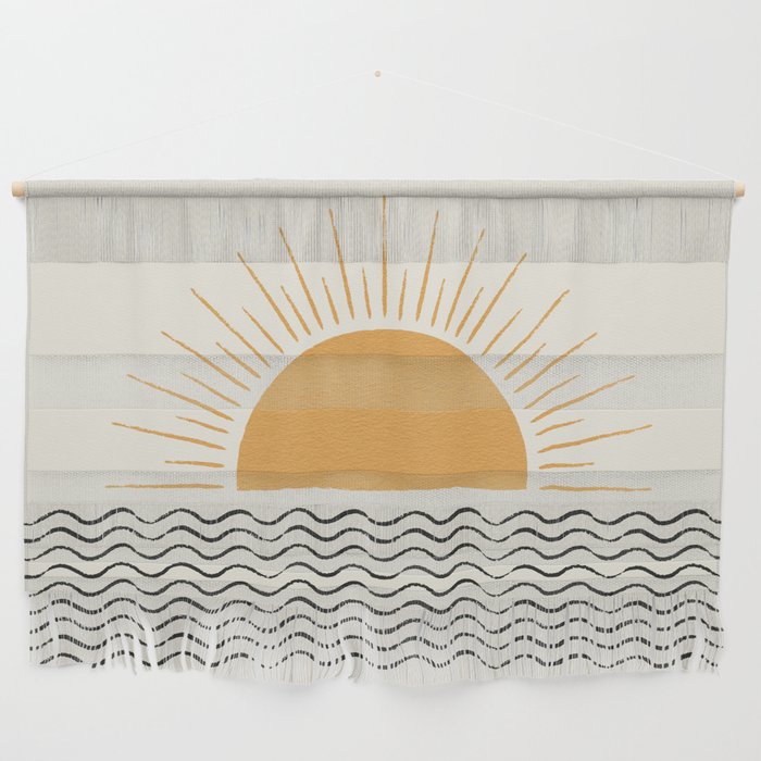 Sunrise Ocean -  Mid Century Modern Style Wall Hanging