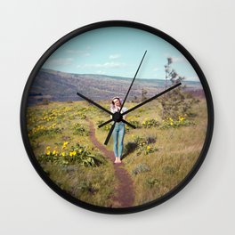 Daydreaming Girl in the Gorge - Rowena Crest Trail in the Columbia River Gorge - Film Photograph Wall Clock
