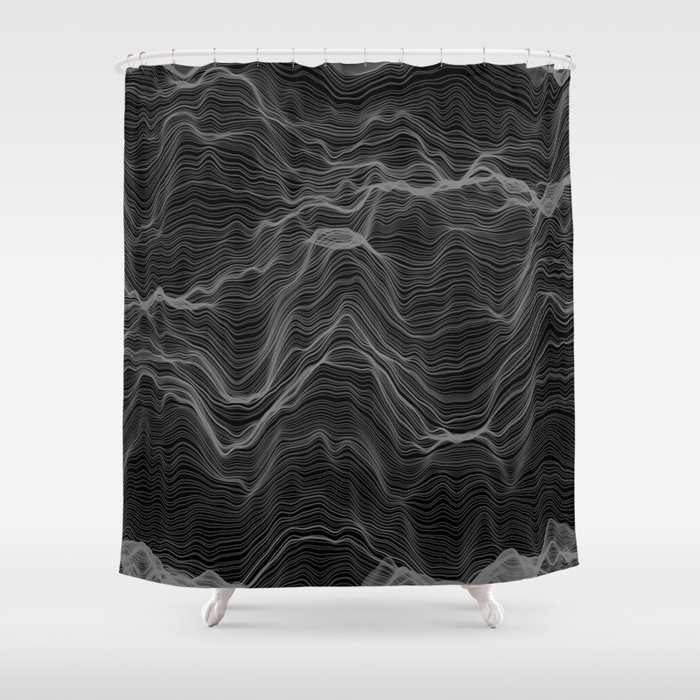 Soft Peaks Black Shower Curtain