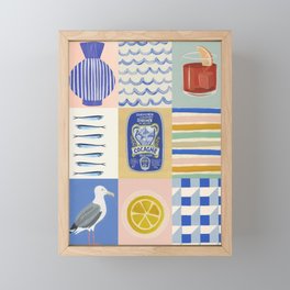 Seaside poster Framed Mini Art Print